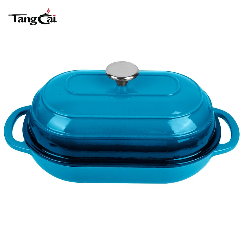 2026 Trending Bakeware 6QT Oval emaillierter Gusseisen-Brotbackofen mit Kuppeldeckel