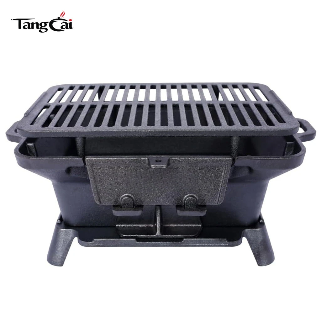 Gro&szlig;handels-Hibachi-Grill aus Gusseisen, tragbarer Mini-Holzkohlegrill, Tisch-Pfannengrillherd f&uuml;r Outdoor, Picknicks und Jagd
