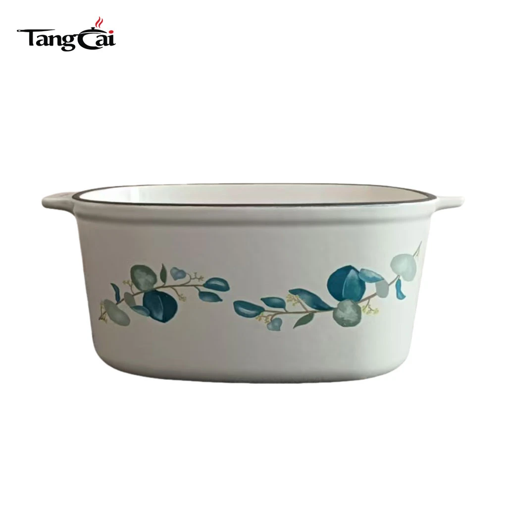 OEM Cookware Factory Supply Emaillierter holl&auml;ndischer Ofen aus Gusseisen mit Blumenmuster