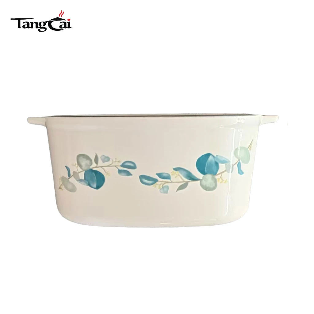 OEM Cookware Factory Supply Emaillierter holl&auml;ndischer Ofen aus Gusseisen mit Blumenmuster